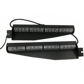 TASWK 32LED 32W LED Lightbar Visor Light Windshield Emergency Hazard Warning Strobe Beacon Split Mount Deck Dash Lamp (Amber)