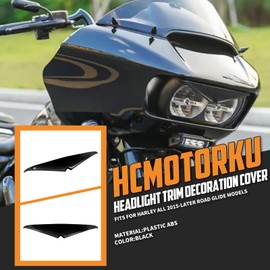 HCmotorku Motorcycle Headlight Eyebrows Sticker Headlamp Eyebrow Eyelids Upper Tip Trim Decoration Cover Visor Fit for Harley Road Glide 2015-2023