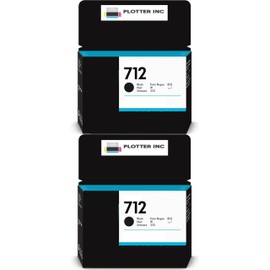 3ED71A 2-Pack 712 80ml Black Ink Compatible with HP Designjet T650, T630, T230, T210 & Studio Plotter Printers