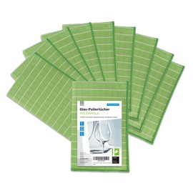 POLYCLEAN 10 x Glass Cleaning Cloths - Microfibre Cloth with Bamboo Fibres - Window Cloth for Glass and Windows (60 x 40 cm)