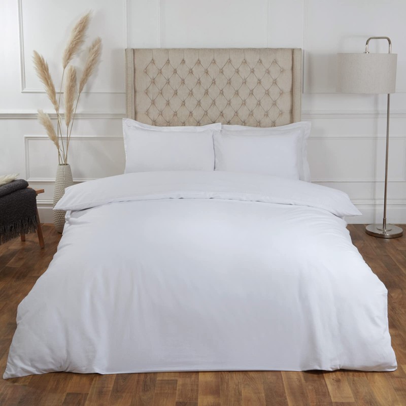 Highams 100% Pure Cotton Duvet Cover with Pillow Case Plain
