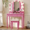 Tiptiper Vanity Desk with Tri-Fold Mirror and Lights, Makeup Vanity