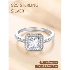 FindChic 925 Silver Cubic Zirconia Heart / Round / Square Eternity Ring for Women Engagement Ring Size J to Z, Metal