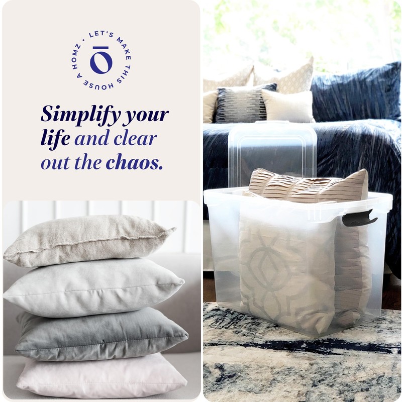 HOMZ 112 Quart Extra Large Rectangular Clear Plastic Storage Container