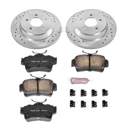 Power Stop K1306 Rear Z23 Carbon Fiber Brake Pads with Drilled & Slotted Brake Rotors Kit