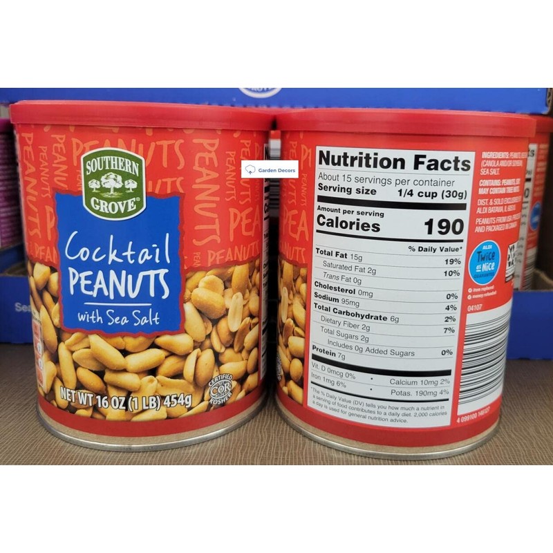Southern Grove Cocktail Peanuts with Sea Salt 16oz 454g (Two