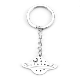 MUCOOS Saturn Keychain Silver,Hollow Stainless Steel Keyring,Space Bag Charm for Saturn Lovers,Astronomy Keychain,Cool Saturn Backpack Accessories
