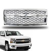 munirater Chrome Front Bumper Honeycomb Grille Replacement for 2014-2015 Silverado