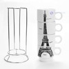 YSSER White Porcelain Coffee Tea Cups Set 4 Cups w/Metal
