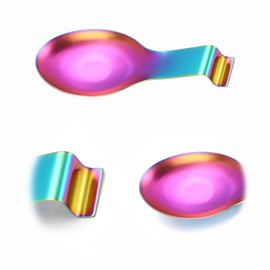 Eabdice Pack of 2 Rainbow Spoon Rest, Stainless Steel Spoon Holder for Stove Top, Stainless Steel Spoon Holder for Ladle, Tongs, Spatula, Spoon Holder for Stove