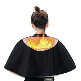 Self Heating Warm Shoulder Wrap Cape Neck Warmer Heat Pad Shoulder Protective Shawl for Postpartum Pregnancy Women Men Elderly (Black)