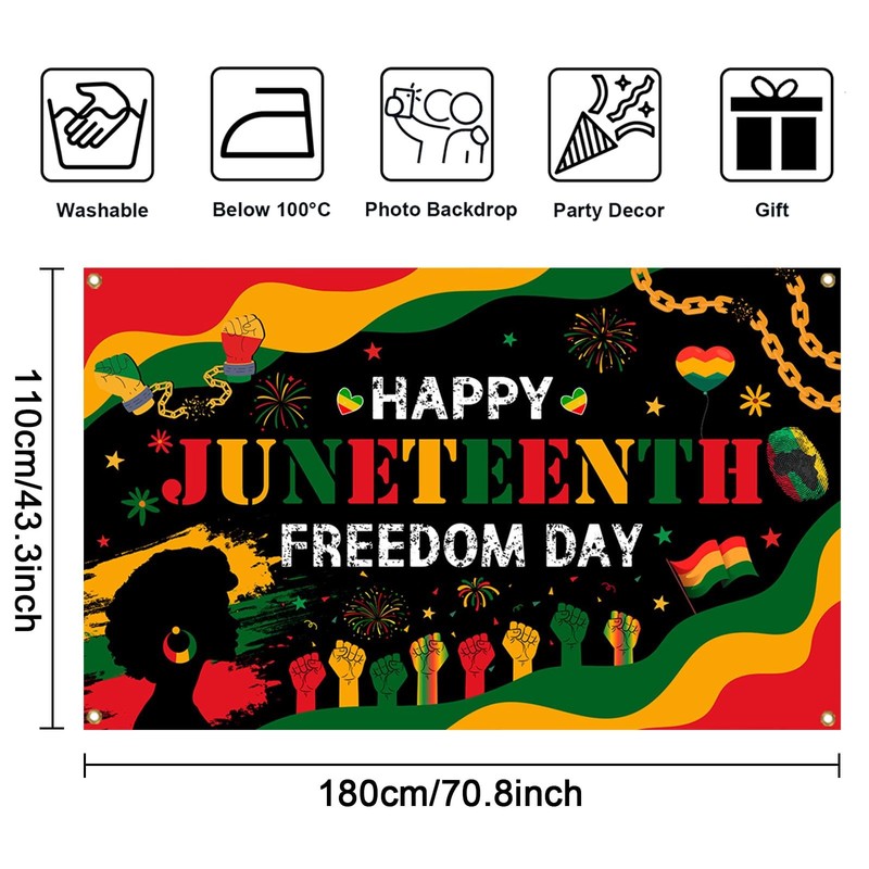 Mocsicka Juneteenth Photo Backdrop Happy Juneteenth Day Party Decorations Banner
