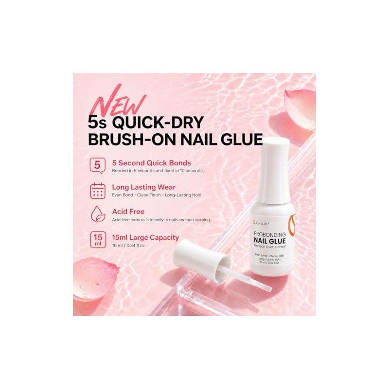 Curvlife ProBonding - Pegamento de uñas semisólido con brocha, 0.3
