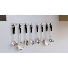 NATIKON Heavy Duty Stainless Steel Rack Hanger Hook for BBQ Grill Utensils and Grill Accessories - Easy to Install for Indoor or Outdoor Use - 2 Pcs