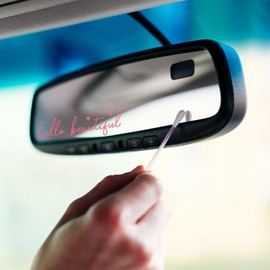 PLIGREAT 3 Sheets Hello Beautiful Mirror Decals Pink Rearview Vinyl Mirror Sticker Positive Self-Affirmation Decal for Car Bedroom Bathroom Dressing Room Vanity Mirror Decor DIY Home Car Window Decal