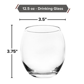 GIFTS PLAZA Elegant Drinking Glass, 12.5 Ounce - Set of 12 Crystal Clear Glasses - Stemless Glassware for Wine, Cocktails, Mocktails and Beverages - Suitable for Home, Kitchen, Apartment and Bar