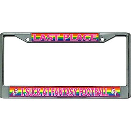 Fantasy Football I Suck Last Place Rainbow Chrome License Plate Frame