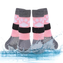 KOOLTAIL Non Slip Dog Socks to Prevent Licking Paws for Hardwood Floors, Dog Boots Shoes for Hot/Cold Pavement with Grippers Traction Control, Waterproof Paw Protector for Small Medium Large Dogs, L