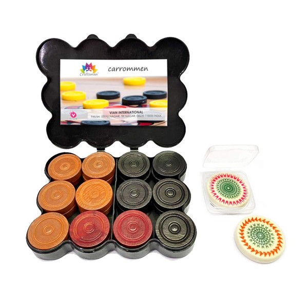 Craftsman Carrom Coin Set of 24 Coins for Champions Play.