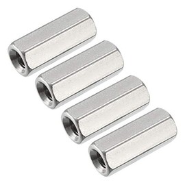 uxcell M5 x 0.8-Pitch 20mm Length 304 Stainless Steel Metric Hex Coupling Nuts, 4 Pcs