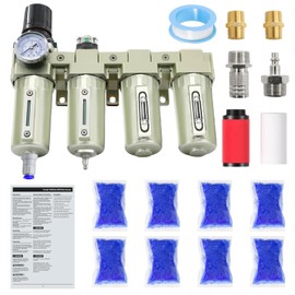 3/4" NPT Industrial Grade 4 Stage Air-Dryer-for-Compressor, Air-Compressor-Water-Separator-System for Plasma Cutter and Paint Spray, 2Filter&2Dryer system,Auto Drain