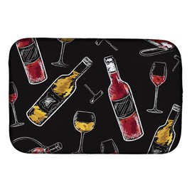 Caroline's Treasures BB5197DDM Red and White Wine on Black Dish Drying Mat Absorbent Dish Drying Mat Pad for Kitchen Counter Dish Drainer Mat for Countertop, 14 x 21", Multicolor