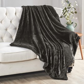 Home Soft Things Brown Plain Faux Fur Throw Blanket, Coffee Bean - 50'' x 60'' Shiny Silky Smooth Soft Heavy Bed Couch Cover Warm Comfortable Cozy Elegant Plush Throw for Living Room Bedroom