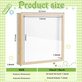 4 Pack 10 x 10 Shadow Box Frame 3D Picture Frame Shadow Boxes Display Cases with Adhesive Tape Memorial Box for Keepsake Baby Items Wedding Memories Photos Crafts Awards Medals Tickets