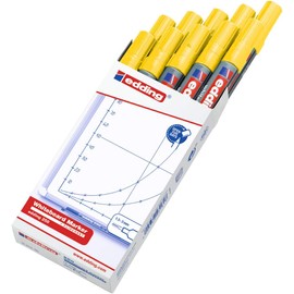 Edding Cap Off White Board Marker Pens with Rounded Tips 1.5 – 3 mm Pack of 10 Yellow