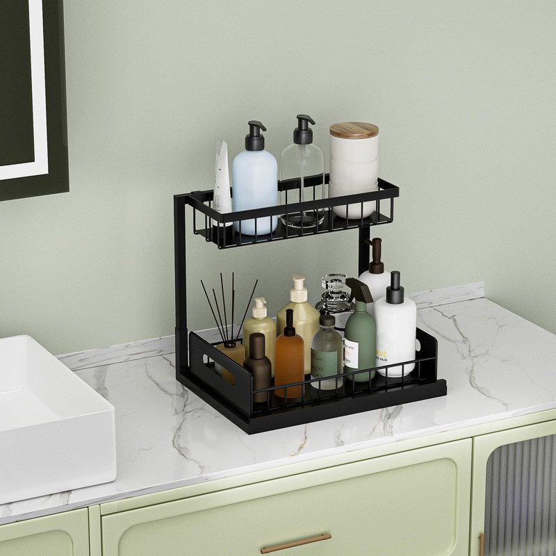 VUSIGN Under Sink Organizer and Storage, Slide Out Cabinet Organizer,