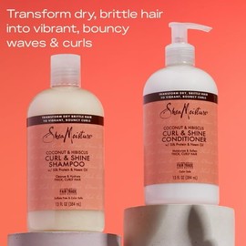 Curl & Shine Moisturizing Shampoo & Conditioner Set Coconut Hibiscus, 13 Oz 2 Count - For Those With Wavy, Curly, And Coily Hair, Instantly Hydrate And Define Your Curls For Healthier Feeling Hair