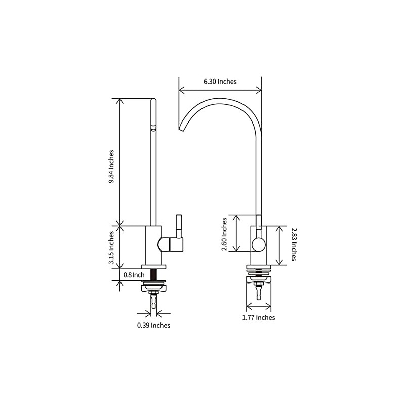 WATERLUX Air Gap Faucet for Reverse Osmosis System Chrome Finish