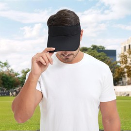 TOPTIE Sun Sports Visor Hat Plain Solid Cotton Visors Adjustable Sun Caps-Black