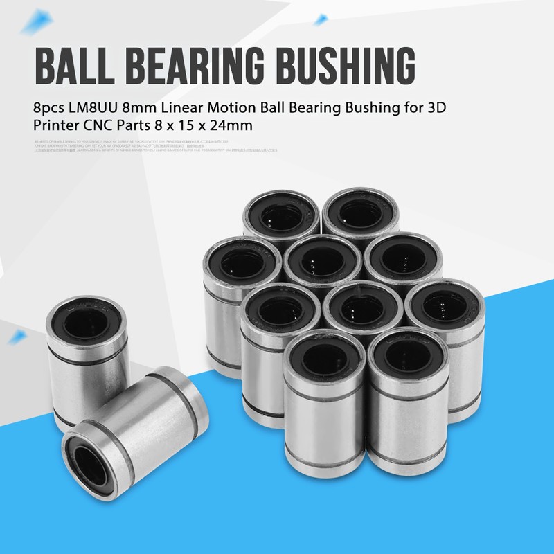 12pcs LM8UU 8mm Linear Motion Ball Bearing Bushing for 3D