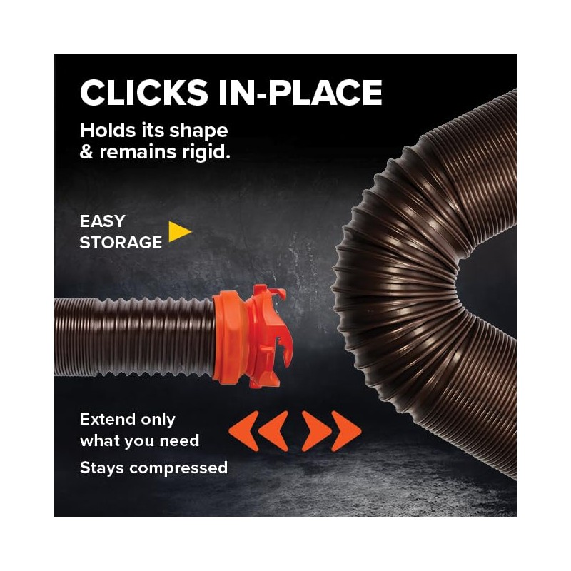 Camco RhinoFLEX 15-Ft Camper/RV Sewer Hose Kit - Features Clear
