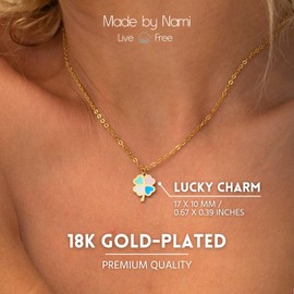 Made by Nami Filigree Women's Gold Necklace with Heart Flower or Clover Pendant Made of Surgical Stainless Steel 40 + 5 cm Gold Jewellery Waterproof Jewellery Friendship Chains, Stainless Steel