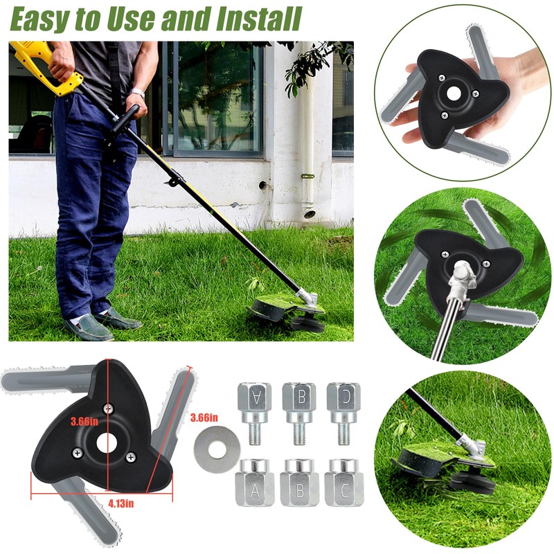Toussaint 3-Blade Trimmer Head for Gas Powered Weedwacker Universal Weed