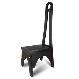 Besuerte Wooden Step Stool with Tall Handle, One Step Stool for Adults with Non-Slip Mat, Multipurpose Step Stools for Adults for Kitchen, Bathroom and Bedroom, Black