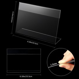 Geelin 200 Pcs Acrylic Picture Frames Bulk 4 x 6 Inch Plastic Sign Holder Clear Photo Frame Horizontal L Shape Acrylic Slanted Back Plastic Picture Display Stand Flyer Holder for Office Home Desktop