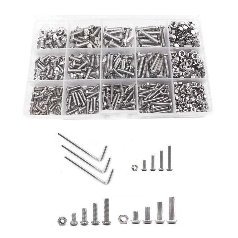 500PCS Pan Head Hex Socket Screws Stainless Steel Screw Nut