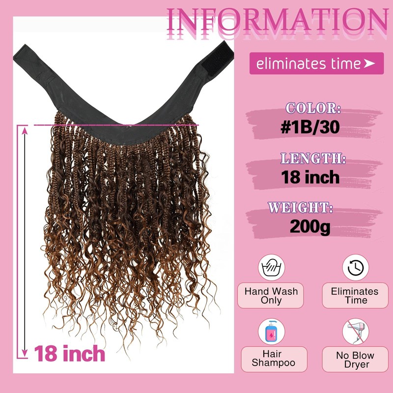 Headband Soft Box Braids, Add Loose curls in the Middle