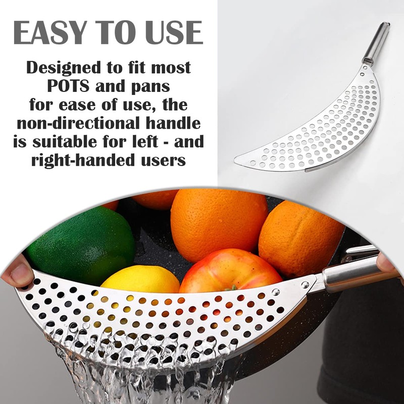DOERDO Pasta Strainer with Handle, Handheld Stainless Steel Pasta Strainer