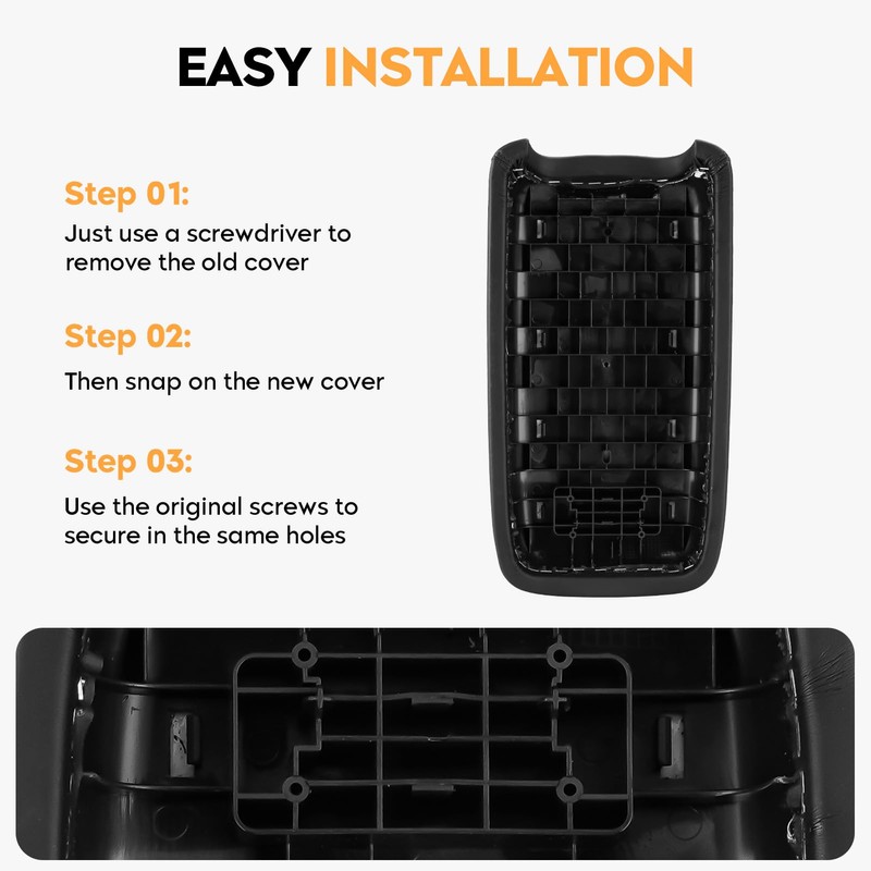 AEagle Black Center Console Cover Armrest Lids for 2011-2021 Dodge