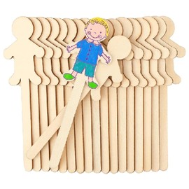 CAA Trading™ 25 x Wooden People Craft Sticks for Crafting Arts (25 Sticks)