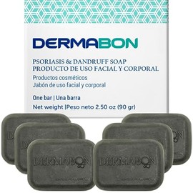 DERMABON jabon psoriasis - para piel atopica, dermatitis seborreica cara, psoriasis tratamiento, jabón alquitrán de hullapara soriasis y eczema - 6 pieza