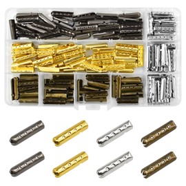 HDST-HOME 200Pcs 23mm Shoelace Aglet, 4 Holes Shoe Lace Tips Head Replacement Metal Cord End Tips for Sneakers Canvas Hoodies Beach Pants DIY Repairing