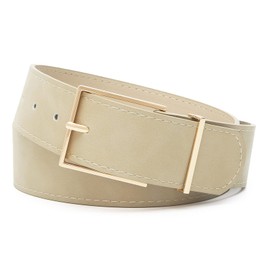 Tanpie Women Wide Waist Belt for Dresses Jeans with Gold and Silver Buckle Beige Medium