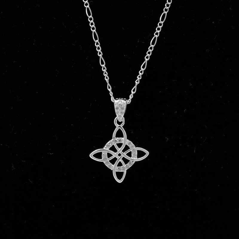 Collar con Dije de Nudo de Bruja en Plata Fina