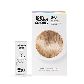 Josh Wood Colour Miracle Kit - Permanent Colour 8.0 and Miracle Shot,62% LESS BREAKAGE, 2.7 TIMES STRONGER HAIR, 38% LESS COLOUR FADE, Covers 100% of grey, Ammonia free