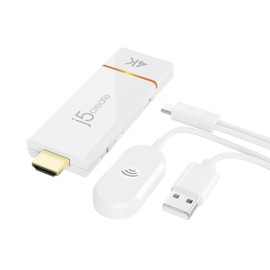 j5create JVAW76-EJ Wireless 4K Input HDMI Dongle Receiver Receiver 5G/2.4 GHz No Router Needed Distance 33.9 ft (15 m) [Windows (Miracast) / Mac (Airplay) / Android (Miracast or Google lecast via